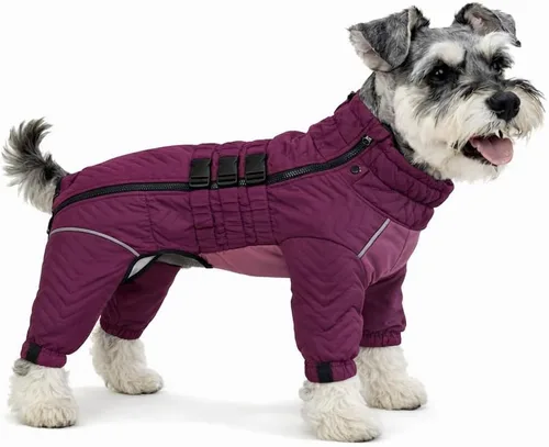 Miniatura 33 de Abrigo cálido para perros de doble capa, chaleco para perros, 4 patas cubiertas, resistente al viento, impermeable, reflectante, gris XS - L