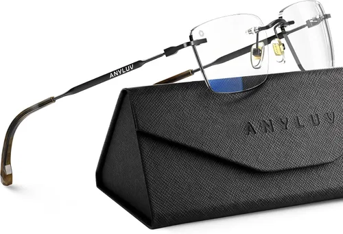 ANYLUV Rimless Blue Light Glasses for Women/Men, Fashion Lightweight Blue Light Blocking Glasses with Stylish Metal Temples