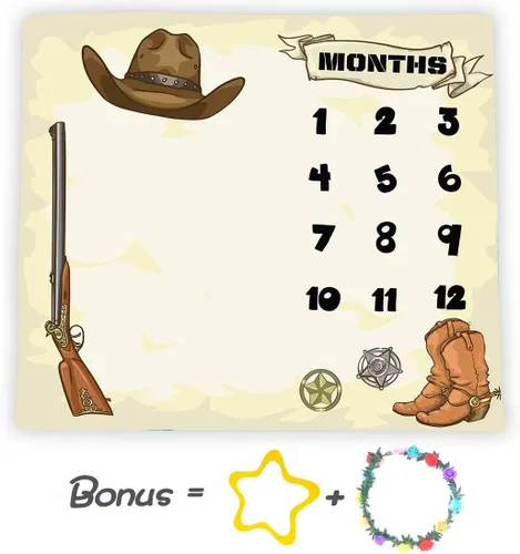Miniatura 2 de F-FUN SOUL Western Cowboy - Manta mensual de hitos de 48 x 40 pulgadas, manta de bebé, botas de pistola, sombreros, manta de guardería para regalos