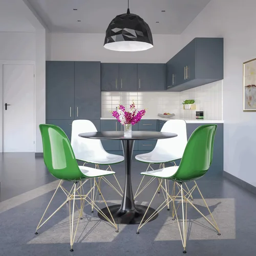 Miniatura 2 de LeisureMod Cresco Silla de comedor de acrílico moldeado con base Eiffel de metal dorado y diseño de respaldo curvado, silla auxiliar ligera