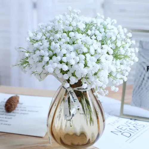 Miniatura 28 de N&T NIETING - Ramo de 10 flores artificiales de aliento de bebé, gypsophila falsa, toque real, arreglo de flores artificiales para bodas, fiestas