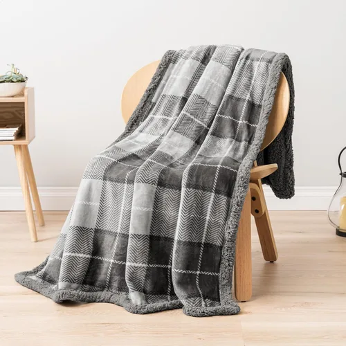 Miniatura 2 de PAVILIA Premium Manta de vellón sherpa a cuadros súper suave, acogedora, afelpada, microfibra ligera, reversible para sofá y cama, para todas