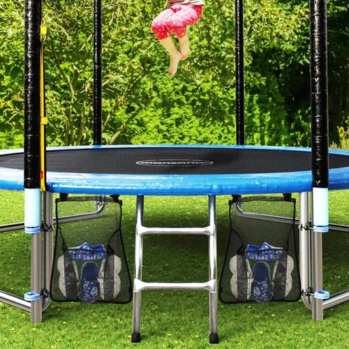 Miniatura 7 de Bolsa de 2 piezas para zapatos de trampolín, bolsa de malla de almacenamiento de trampolín negro con 2 correas de gancho y bucle, soporte