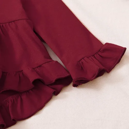 Miniatura 6 de Kucnuzki Conjunto de ropa para bebé niña pequeña, camisa de manga con volantes, pantalón floral, ropa de otoño e invierno para niña