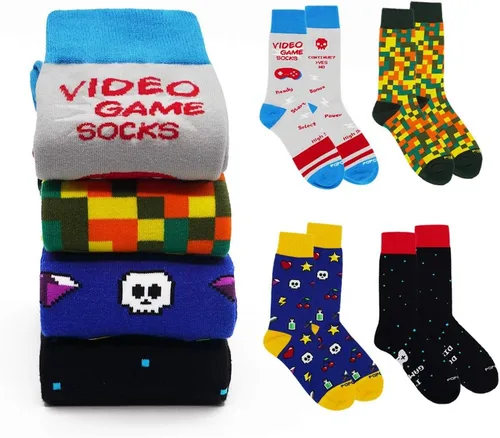 Miniatura 3 de PopCrew Power Socks Calcetines retro de videojuegos Divertidos calcetines de vestir novedosos para juegos, regalo para hombres y mujeres, unisex