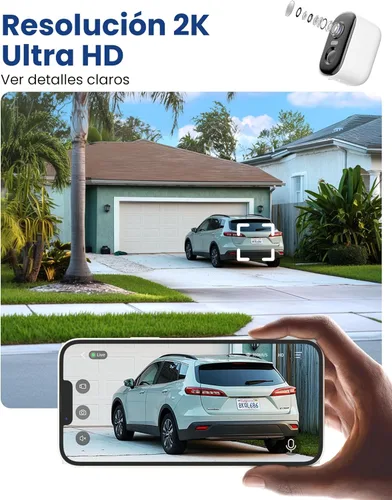 Miniatura 2 de Cámara de seguridad inalámbrica para exteriores, cámaras WiFi alimentadas por batería 2K para seguridad en el hogar con detección de movimiento AI