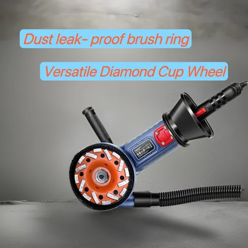 Miniatura 4 de Wohenhao Cepilladora de Concreto de 5 Pulgadas 1500W con Cubierta de Extracción de Polvo y Rueda de Copa de Diamante, Máquina de Eliminación