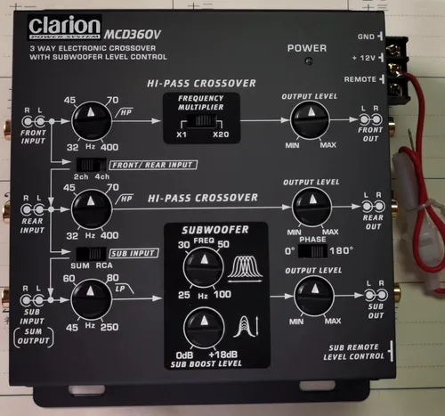 Miniatura 2 de Clarion MCD360V Entradas RCA de 3 vías y 6 canales Crossover electrónico con control remoto de nivel de subwoofer Salida de nivel ajustable