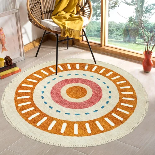 Miniatura 15 de Lukinbox Alfombra bohemia para sala de estar, 3 x 5 pies, lavable a máquina, alfombra de dormitorio, súper suave, antideslizante, color naranja