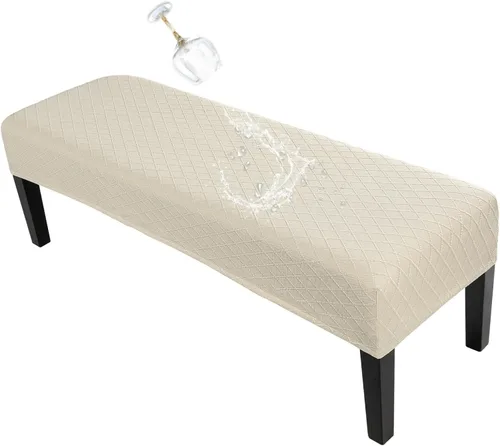 Miniatura 31 de SearchI Funda de banco de comedor, fundas de asiento de banco largas elásticas lavables, funda rectangular para banco de mesa de comedor, para Beige