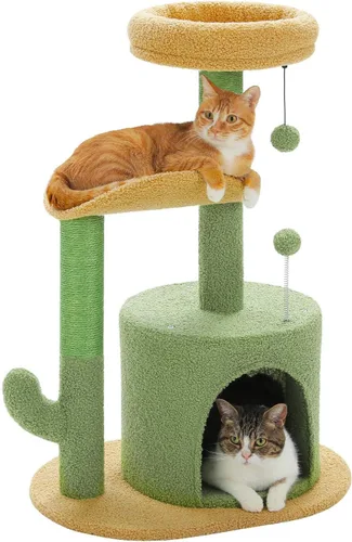 Miniatura 10 de PAWZ Road Árbol para gatos de interior, torre de cactus para gatos de 26 pulgadas con percha grande, condominio privado, condominio pequeño