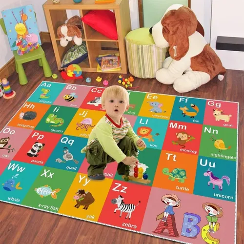 Miniatura 2 de ABC - Alfombra educativa del alfabeto, alfombra de juegos divertidos para niños, sala de juegos, aula, antideslizante, lavable, alfombra de suelo