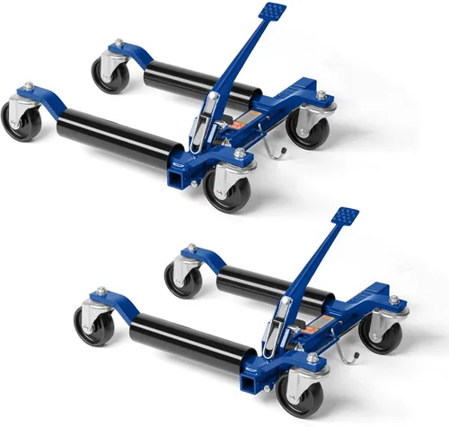 Miniatura 11 de TUFFIOM Juego de 4 gatos para ruedas de automóvil, patines mecánicos de 6000 libras, gato de posicionamiento de vehículo de 12 pulgadas, rodillos