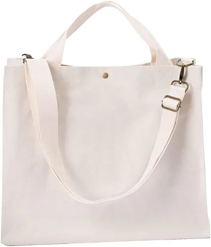 Miniatura 2 de Bolsa cruzada de lona resistente extra grande para el hombro, bolsa de compras, bolsa de playa, multiusos, uso diario Blanco sucio