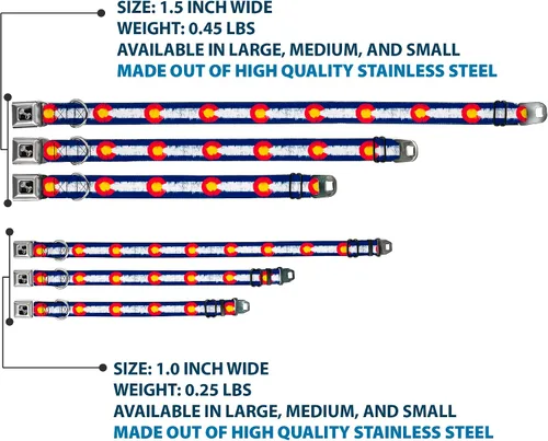 Miniatura 3 de Buckle-Down Collar de perro con diseño de Colorado Flags2 Repeat Weathered de 9-15 pulgadas, talla S