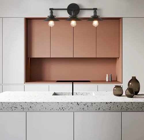 Miniatura 5 de Phansthy Lámparas de tocador de baño, 3 lámparas de pared con pantalla de metal negro de 7.9 pulgadas, luces de pared para espejo, cocina, sala