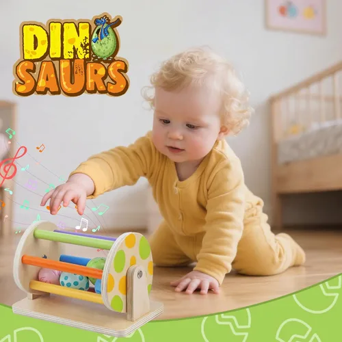 Miniatura 6 de Juguetes Montessori para niños de 6 meses, juguetes de madera para bebés de 6, 7, 8, 9 meses de edad, juguete de bola de huevo de dinosaurio