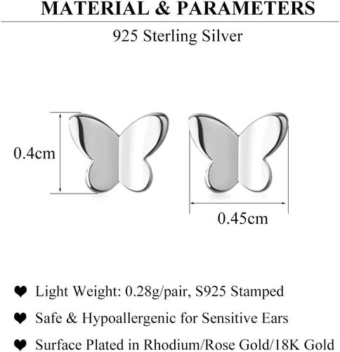 Miniatura 7 de SLUYNZ Aretes de plata de ley 925 maciza con diseño de mariposa para mujeres y adolescentes