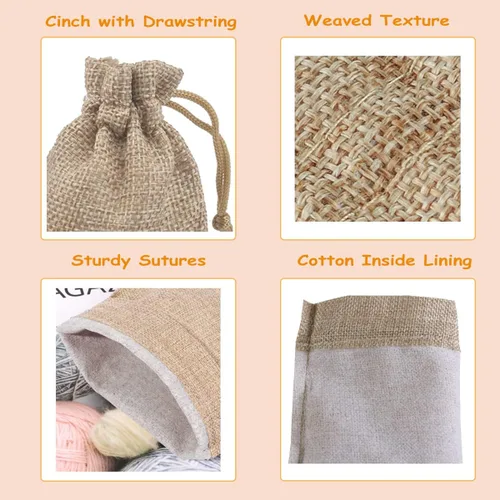 Miniatura 4 de Lote de 30 bolsas de arpillera con cordón de regalo, bolsas de joyería para bodas y manualidades, 5 x 7 pulgadas