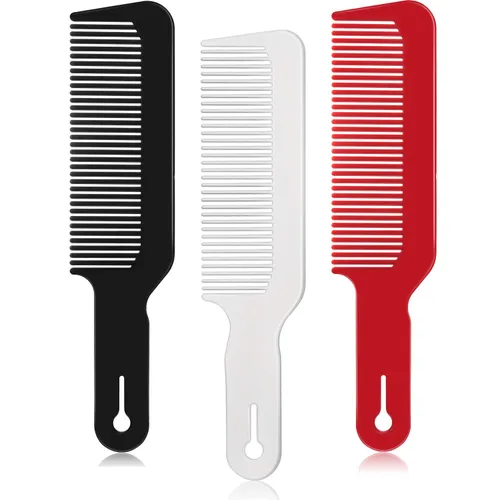Miniatura 9 de Boao Peines de peluquero de 3 piezas con parte superior plana, corte de pelo para corte de pelo para corte plano y cortadora (negro)