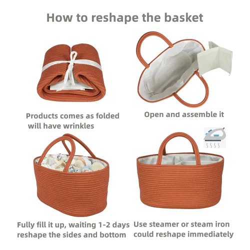 Miniatura 7 de XUANGUO Organizador Grande de Pañales para Bebé con Cuerda para Niña o Niño, Cesta de Almacenamiento para Guardería, Porta pañales Portátil, Bolsa