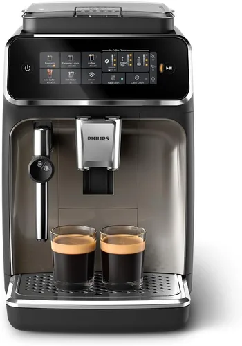 Philips Máquina de café expreso totalmente automática serie 3300 con espumador de leche integrado y molinillo, 5 preajustes de café caliente y Negro