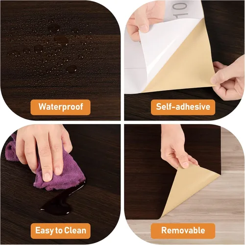 Miniatura 9 de Wallercity Deed - Papel de contacto de grano de madera marrón para encimeras, papel tapiz de madera para despegar y pegar para baño, cocina, vinilo