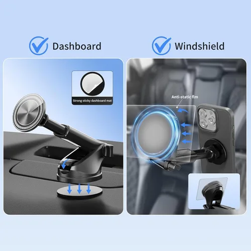 Miniatura 5 de Soporte magnético mejorado para teléfono, soporte de teléfono ajustable de 360° para automóvil, 3 en 1 para soporte de automóvil Magsafe - Soporte