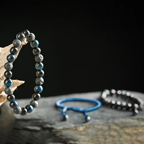 Miniatura 28 de SAMXY Triple Protection Bracelet, 8mm Healing Crystal Bead Bracelet, 3pcs Blue Red Tiger's Eye Obsidian Hematite Bracelet Women Men
