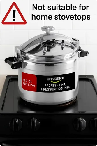 Miniatura 2 de Universal Olla a presión de aluminio (extra grande) de 53 cuartos de galón para uso profesional, grado comercial, 2 válvulas de seguridad, asas