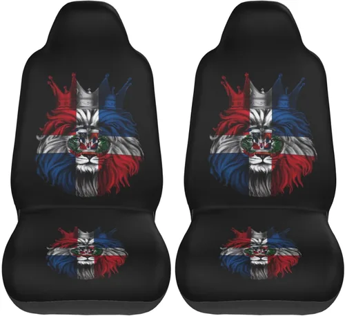 Miniatura 2 de República Dominicana 2 fundas para asientos delanteros de automóvil, fundas universales para asientos delanteros, juego completo de 2 piezas, se
