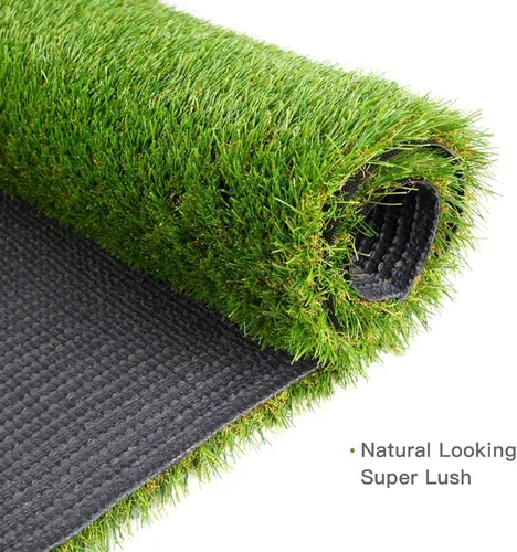 Miniatura 2 de Alfombra de césped artificial con agujeros de drenaje y parte trasera de goma, para interiores y exteriores, realista, sintética, para patio
