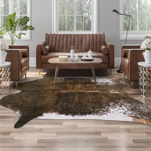 Miniatura 15 de Alfombra de piel de vaca sintética AROGAN, alfombra premium con estampado de vaca para decoración occidental boho, piel de vaca para dormitorio