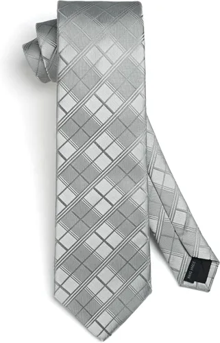 Miniatura 344 de HISDERN Conjunto de corbata a cuadros a cuadros pañuelo tejido clásico formal para hombre corbata y bolsillo cuadrado