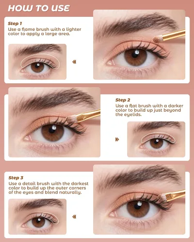 Miniatura 4 de Paleta de sombra de ojos, paleta de sombra de ojos mate desnudos con pincel, tonos mezclables altamente pigmentados, maquillaje neutro para mujeres
