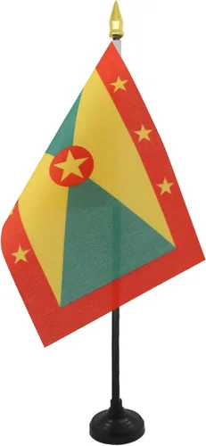 Miniatura 16 de Venezuela Old 7 estrellas con brazos Bandera de mesa 4'' x 6'' - Antigua bandera venezolana de escritorio 5.9 x 3.9 in - tapa de lanza dorada - AZ