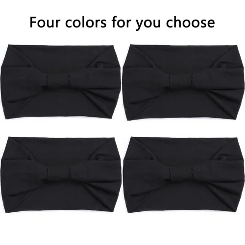 Miniatura 3 de XTREND 4 paquetes de diademas anchas de moda estilo bohemio elásticas anudadas antideslizantes negras para mujer para deportes al aire libre yoga