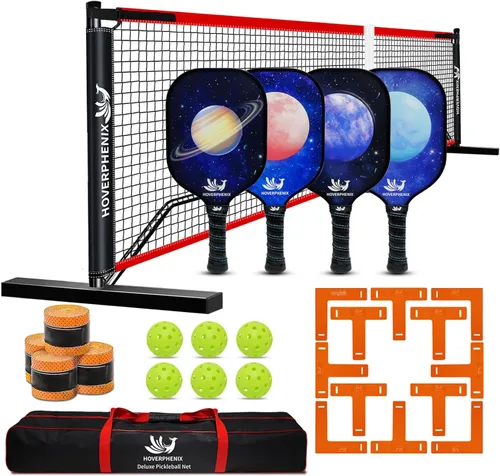 Miniatura 11 de Hoverphenix Portable Pickleball Net Set, 22FT Regulation Size Pickle Ball Net with Paddle Set of 4, Pickleballs and Carry Bag, Easy Setup for Indoor