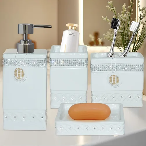Miniatura 5 de Juegos de Accesorios de Baño para Baño, Juego de Dispensador de Jabón de Baño Negro, Bomba Dispensadora de Líquido de Cerámica, 2 Vasos Tumbler