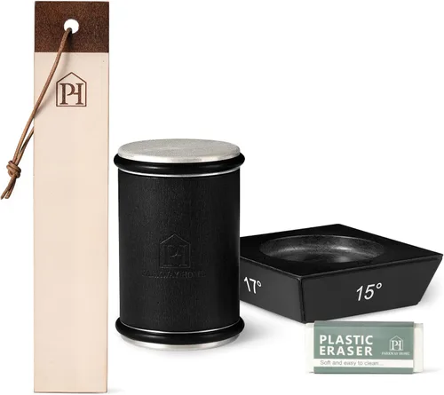 Miniatura 8 de Afilador de rodillos negro para cuchillos con trampa de cuero, kit de afilador de cuchillos con ángulos de 15, 17, 20 y 22 grados, soporte, soporte
