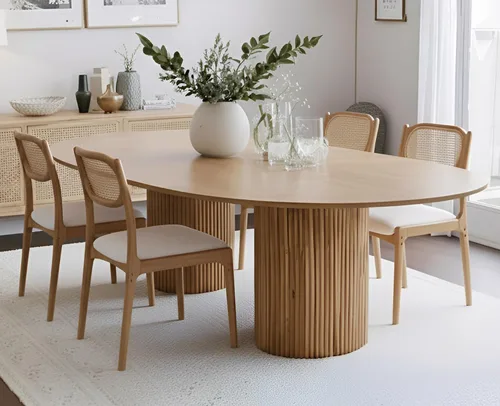 Miniatura 8 de EALSON Juego de 2 sillas de comedor de ratán estilo granja, modernas de mediados de siglo, sillas auxiliares de cocina tapizadas de lino