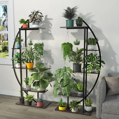 Miniatura 4 de GDLF Soporte alto para plantas, estante grande para plantas de interior, 71 pulgadas, estante de metal con gancho para colgar, diseño más alto
