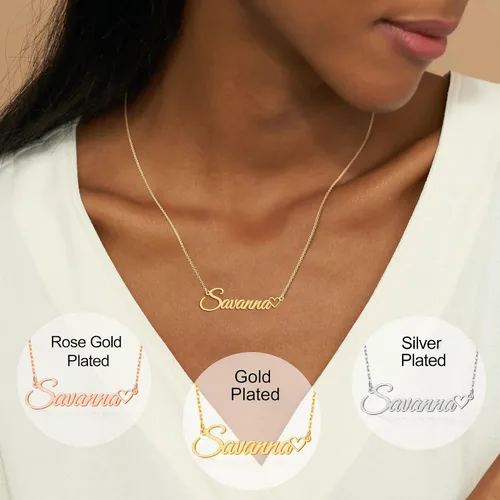 Miniatura 2 de Juantao Collar personalizado con nombre chapado en oro de 18 quilates con corazón regalos personalizados para mujeres, adolescentes y niñas, Metal