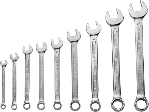 Jetech Juego de llaves combinadas métricas de trinquete de 9 piezas, engranaje de 72 dientes, extremo de caja de 12 puntos, 0.315 in-0.945 in, acero