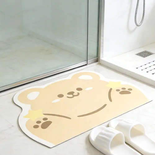 Miniatura 10 de Tapete de baño con bonitos animales, de secado rápido, antideslizante, súper absorbente, delgado, para el suelo del baño, frente a la bañera, fácil