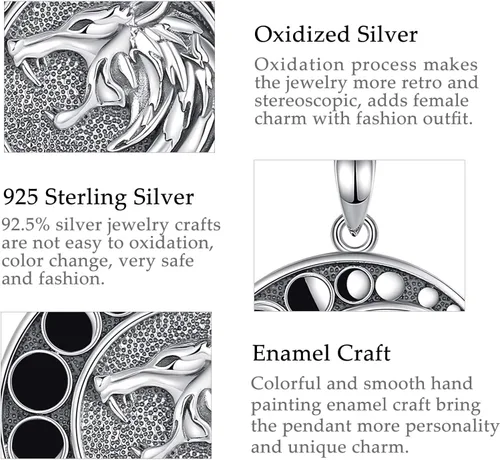 Miniatura 8 de CELESTIA Collares vikingos de plata de ley 925 para hombres y mujeres, martillo de Thorslobo vikingorunas vikingasYggdrasil