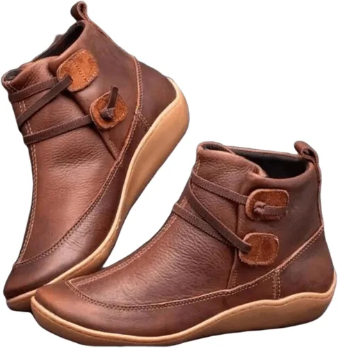 Miniatura 35 de Ladmiple Botas de tobillo para mujer, sin tacón, casual, con cremallera lateral, botas cortas vaqueras occidentales, zapatos para caminar V-Caqui