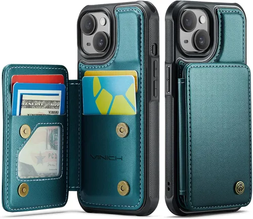 Miniatura 25 de Vinich Funda tipo cartera para iPhone 11 con tarjetero, bloqueo RFID, ranuras de crédito, función atril, a prueba de golpes, para iPhone 11 de 6.1