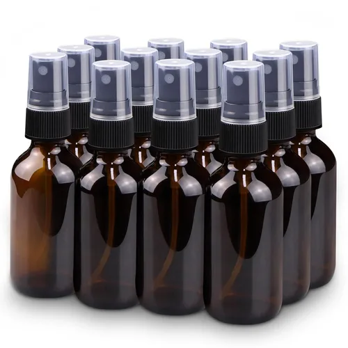 Wedama Botella con atomizador, botella de spray de vidrio de niebla fina de 2 onzas, pequeños recipientes de líquido recargables para regar flores y