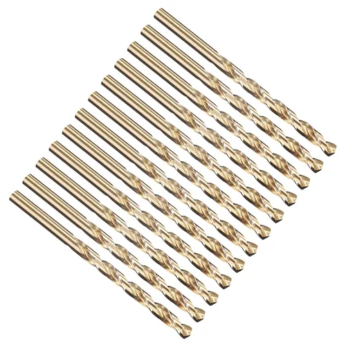 Miniatura 230 de PATIKIL Broca Jobber de 0.039 in, vástago recto M35 cobalto 5% acero de alta velocidad 135° acabado dorado para metal duro de acero inoxidable - 2
